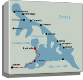 Karte von Insel Usedom